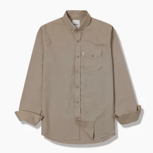 kemeja pria cotton long shirt - khaki